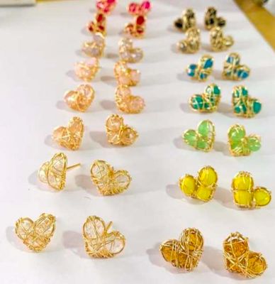 Aretes  Alambrado cristales facetados