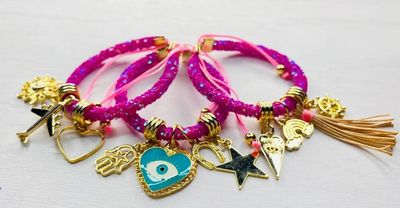 Multi Charm Turkish Eye Glitter Bracelet 
