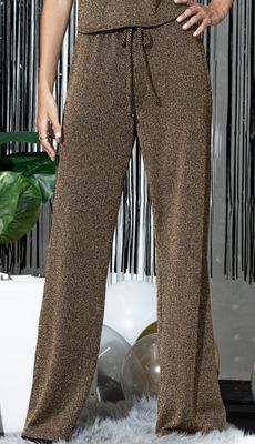 Metallic knit Wide Pants with Pockets