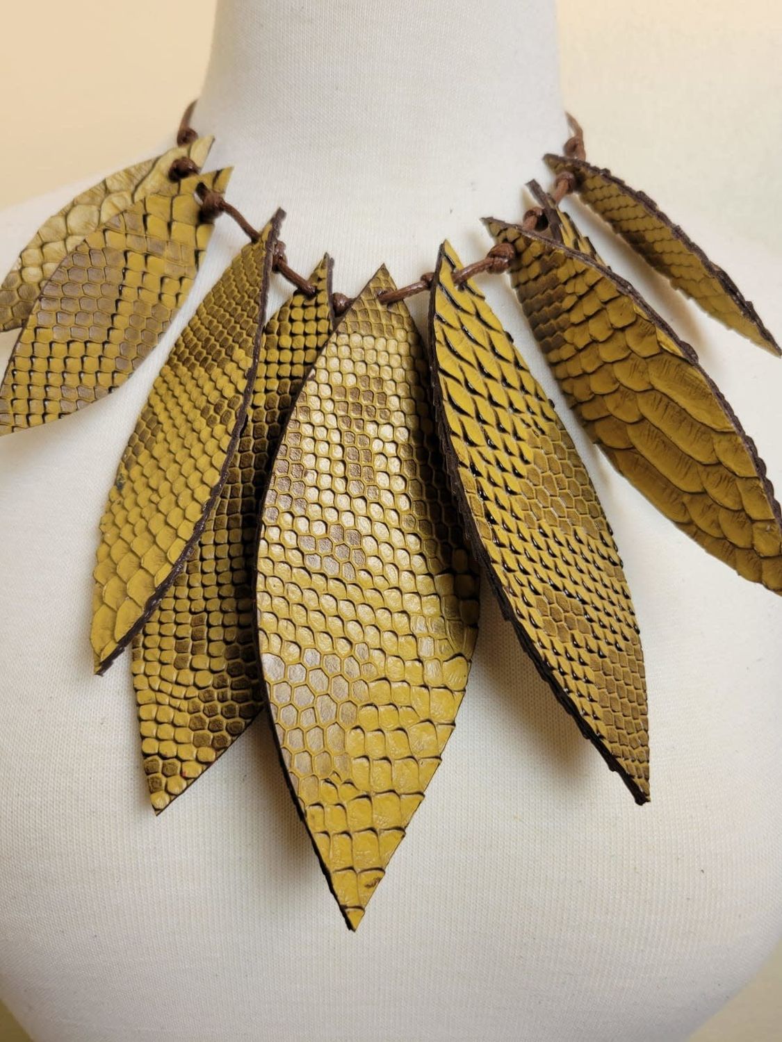 Big Leather Leaves Necklace