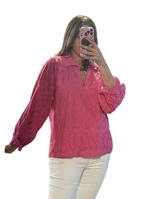 eyelet Tunic One Size (aback & Fucsia) eyelet Tunic One Size (aback & Fucsia)