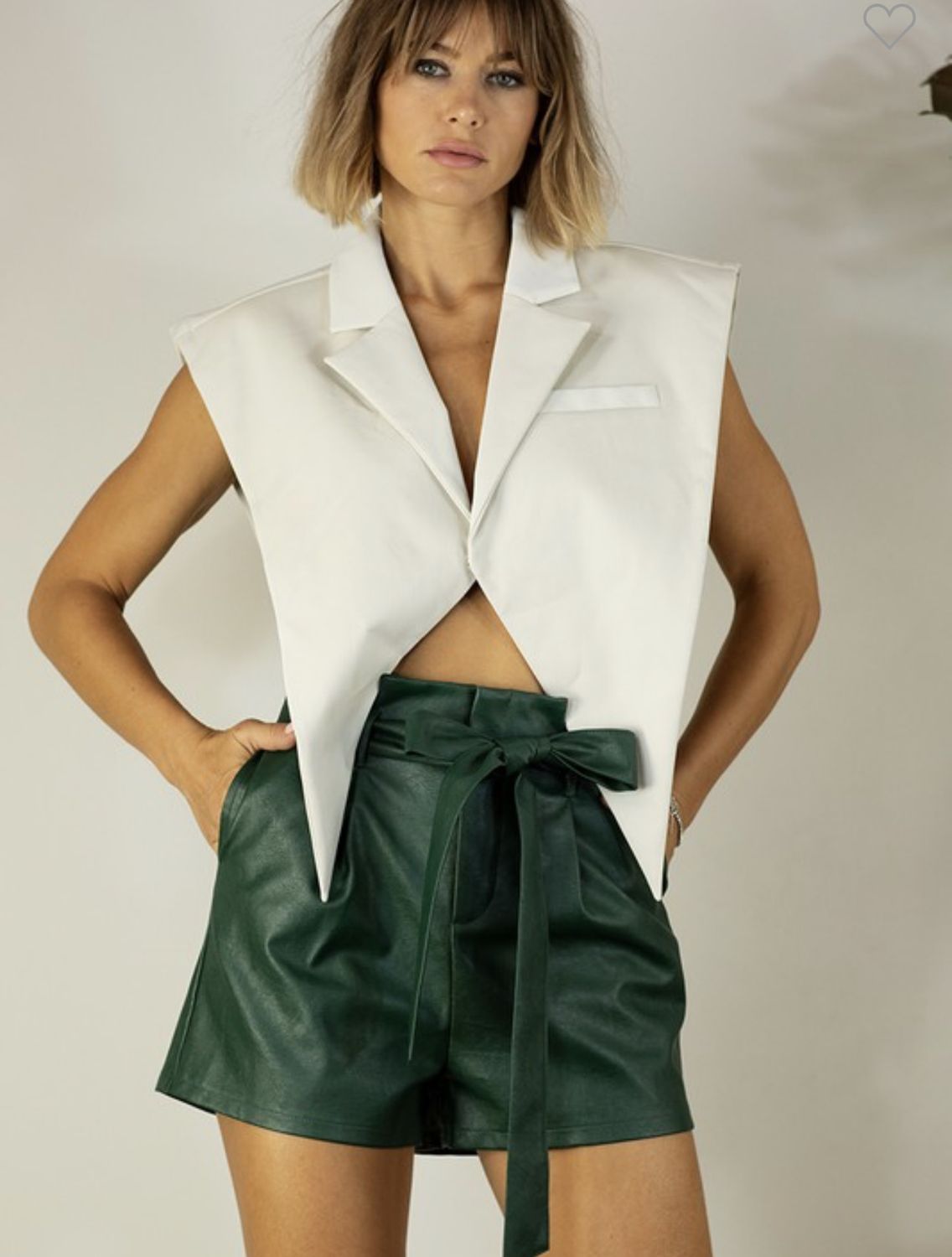 Front tie leather shorts 