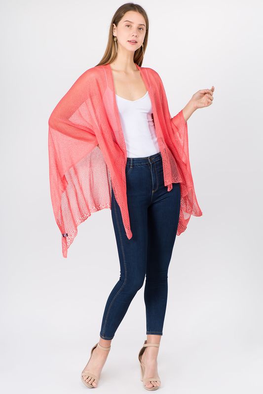 Wave Trim Net Sheer Ruana Duster