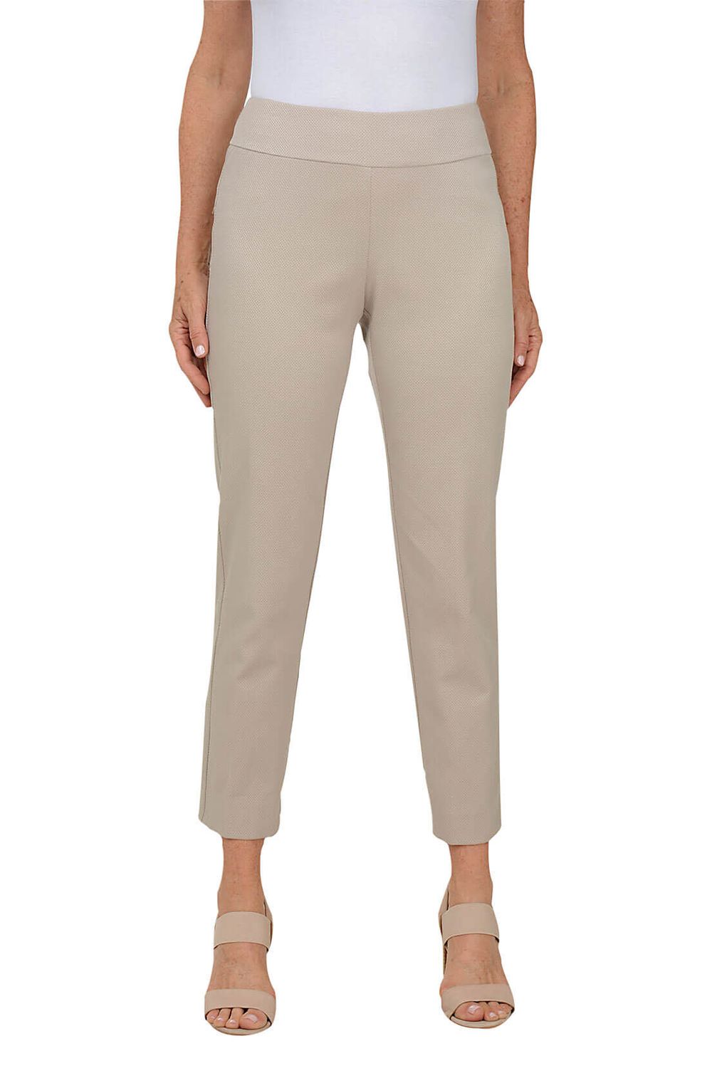 Textured Pique Pull-On Ankle Pant