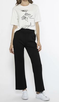 Waist Band Stretched Fitted Pant Black