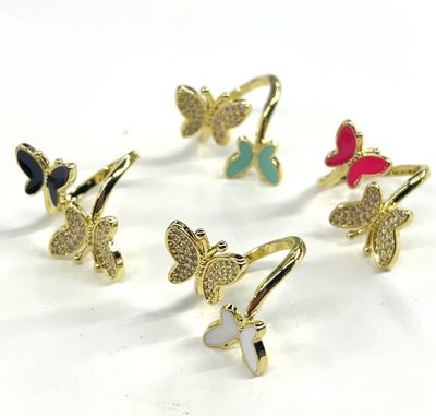 Butterflies pave/enamel ring