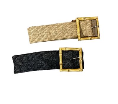 Elastic Belt with Square Wood Buckle