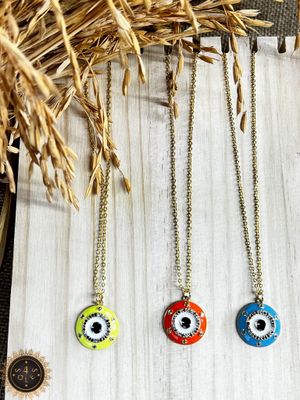 Enamel eye c necklace 18”