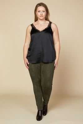 PLUS SIZE LACE TRIM TOP Black