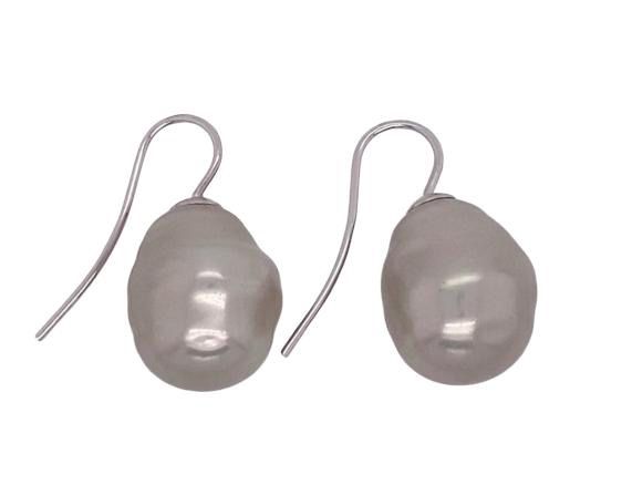 white pearl silver earring