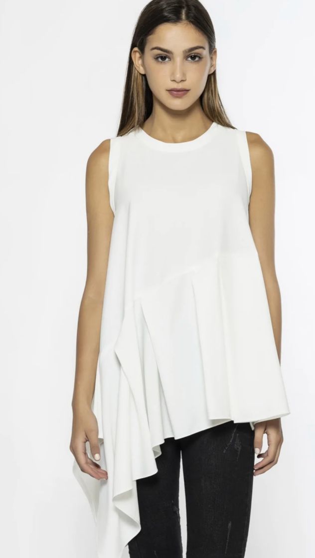 Unbalance Length Peplum Sleeveless Top