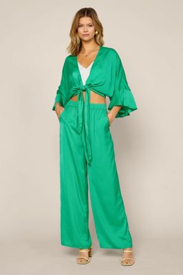 xs Satin Crop Top Set