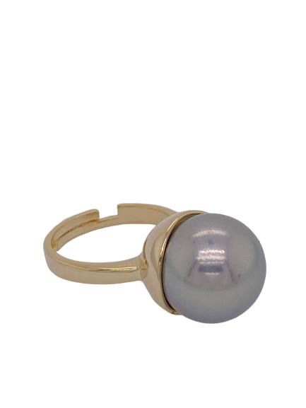 Grey Pearl gold Ring