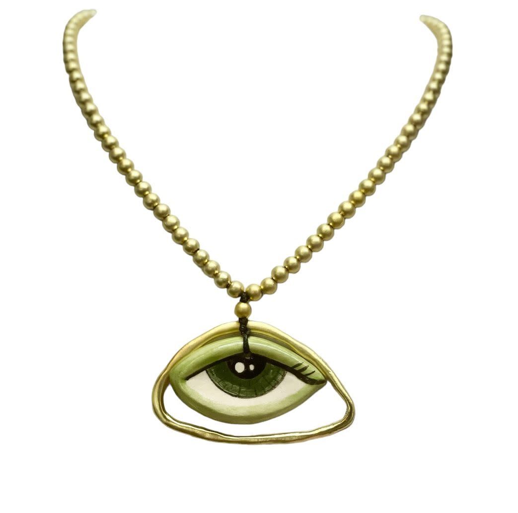 Ceramic Eye Gold Plated Necklace