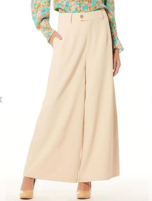 Wide Leg Flared Long Pants with Belt Loops Wide Leg Flared Long Pants with Belt Loops