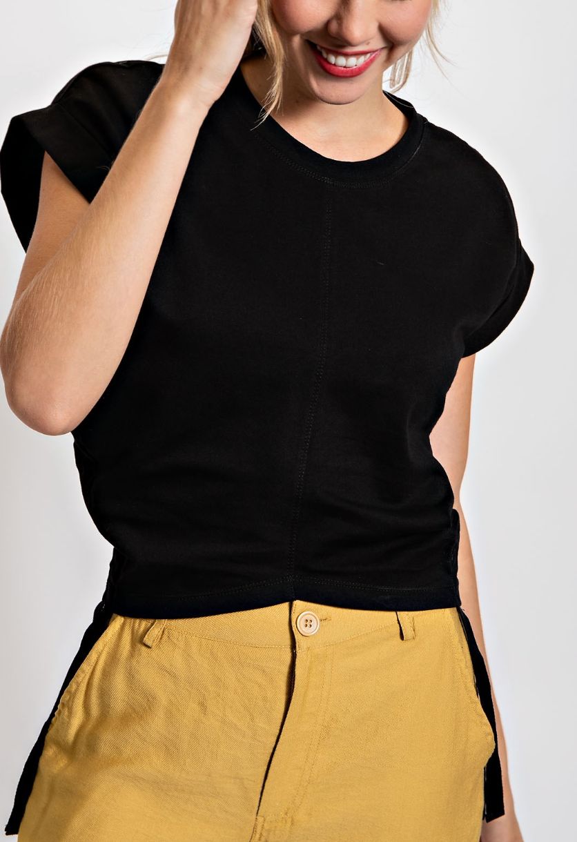 DRAWSTRING SIDE SOLID TOP BLACK medium