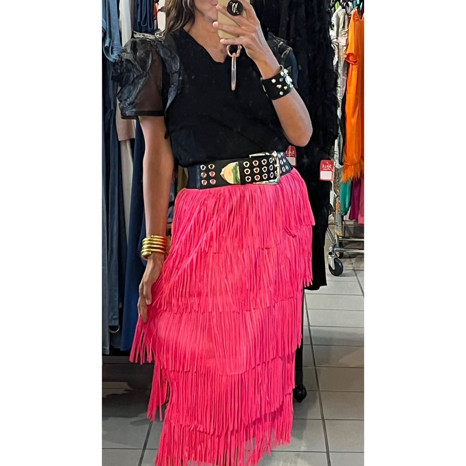 SHIMMY SHIMMY SKIRT (PINK, BLK)