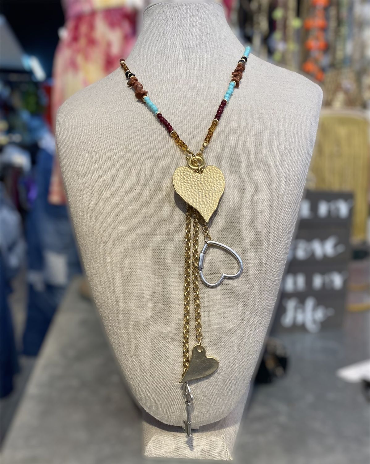 Silver and Gold Heart Necklace