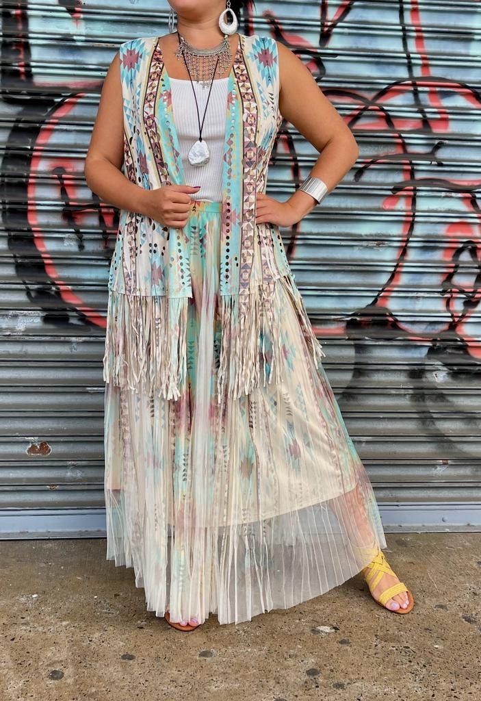 LINED MESH LONG SKIRT