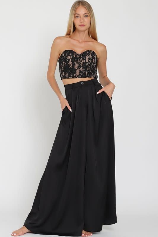 TUBE LACE CORSET TOP &amp; HIGH WAISTED LONG PANTS SET