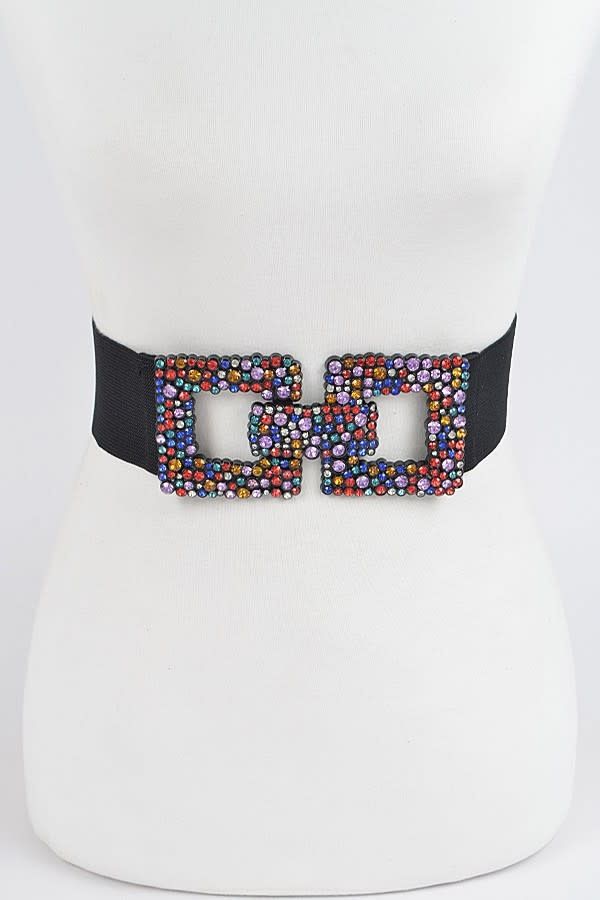 Rhinestone Buckle Elastic Belt