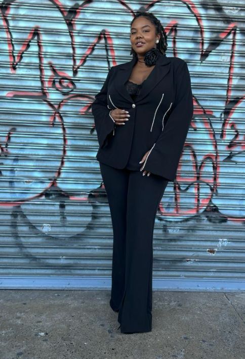 SLIT DETAIL LONG SLEEVE JACKET SET PLUS SIZE