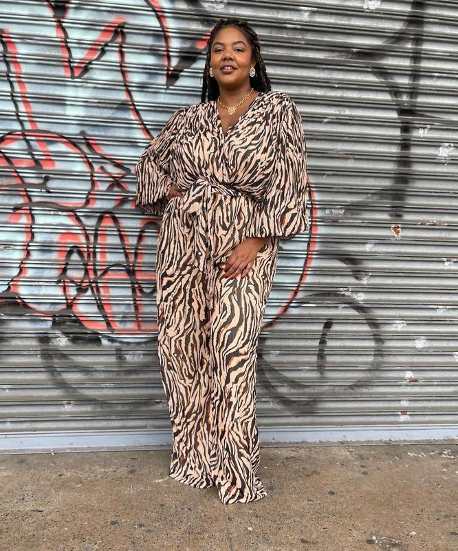  ANIMAL PRINT LONG SLEEVE JUMPSUIT PLUS