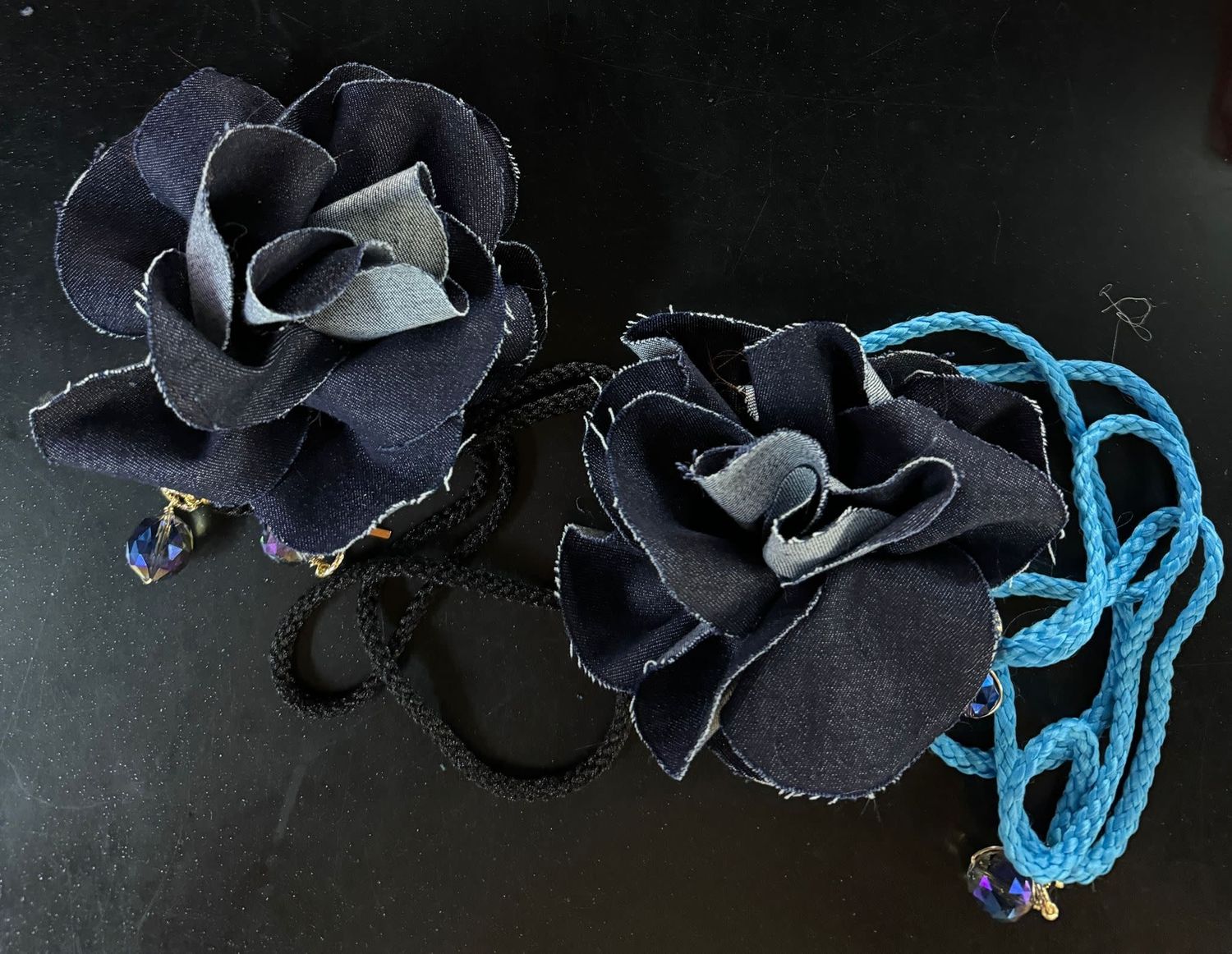 Denim Big Flower with cord