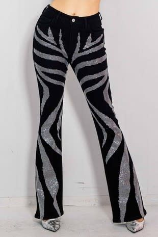 Zebra Rhinestone Bootcut Jeans