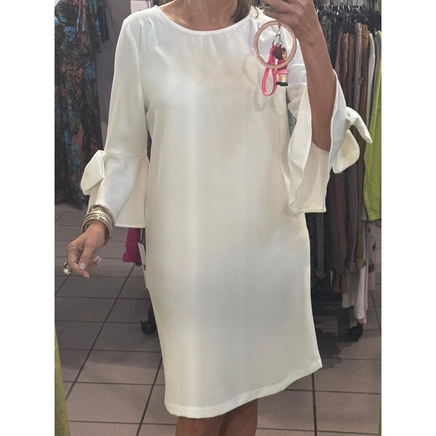 IC Collection SLEEVE BOW DRESS Styleb white