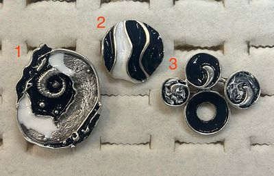 Black Enamel Adjustable Silver Plated ring