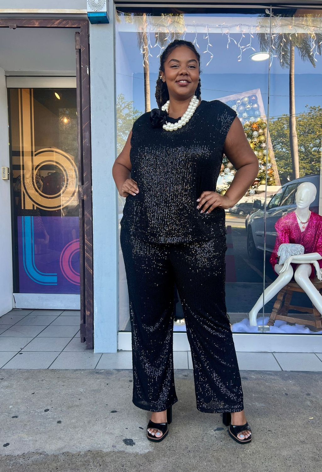 Sequins top and Pant black