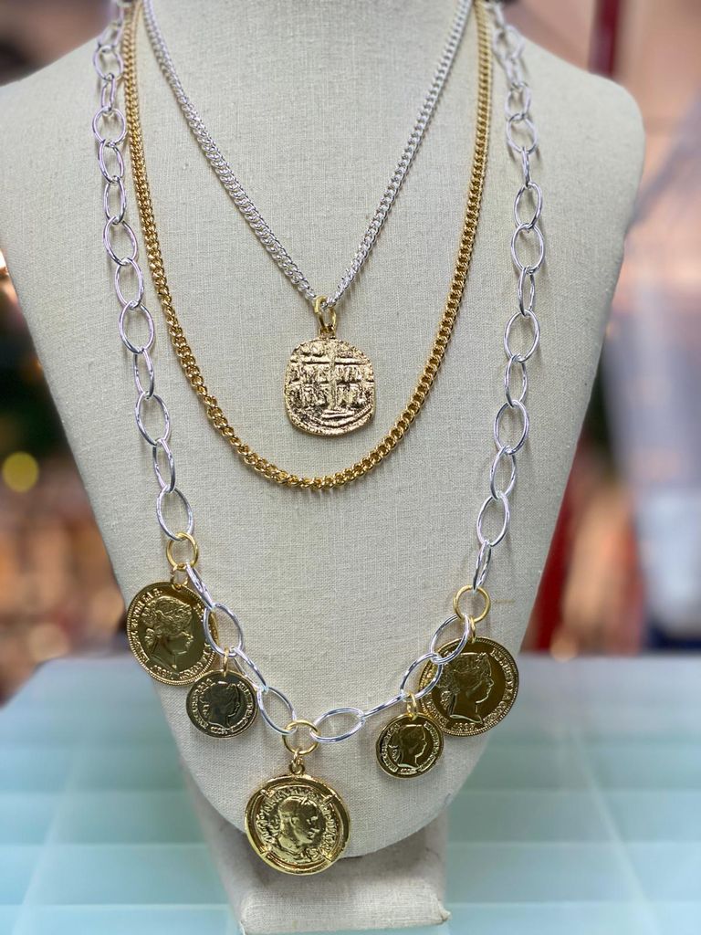 Multi coins 3 layers necklaces