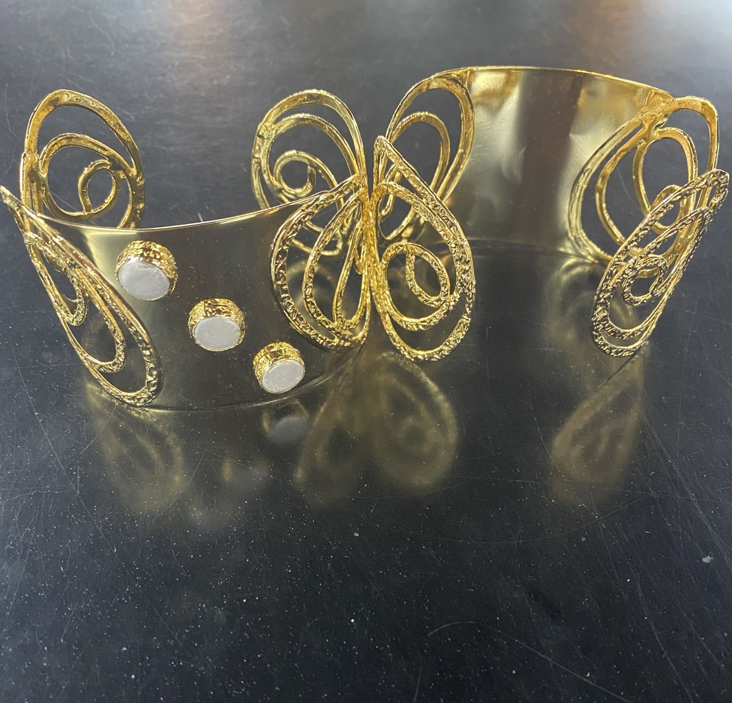 Gold Plated Cuff with Pearls