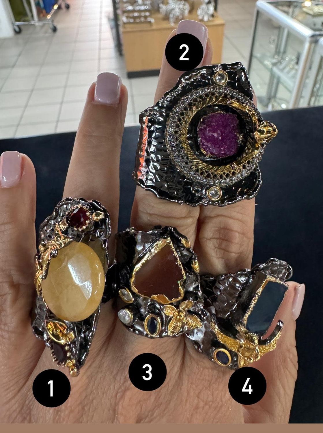 Natural Stone Rings adjustable