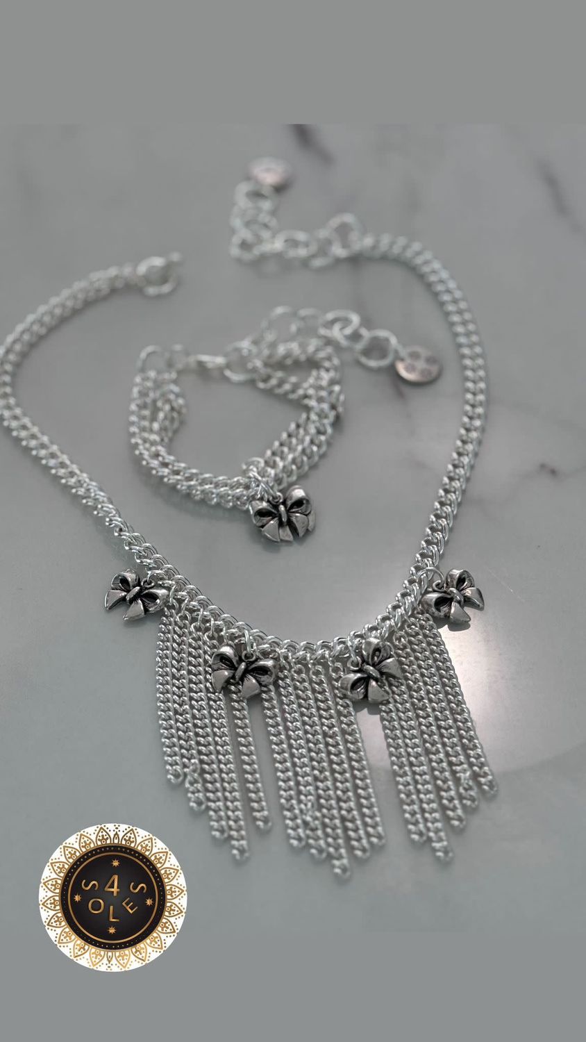 Bows Necklace and Bracelet 4 Soles