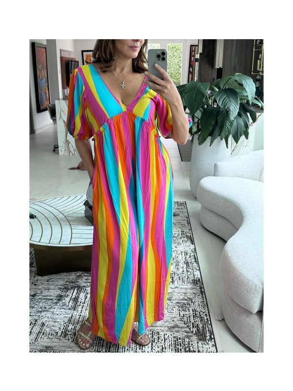 Multi Color Striped Print Jumpsuit