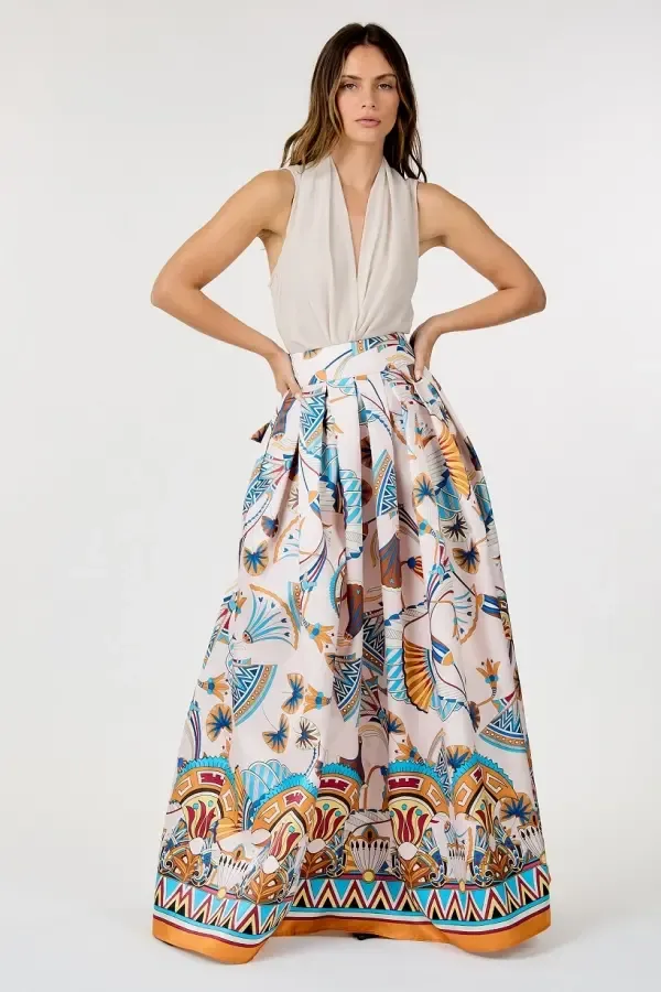 MULTI-PRINT MAXI SKIRT