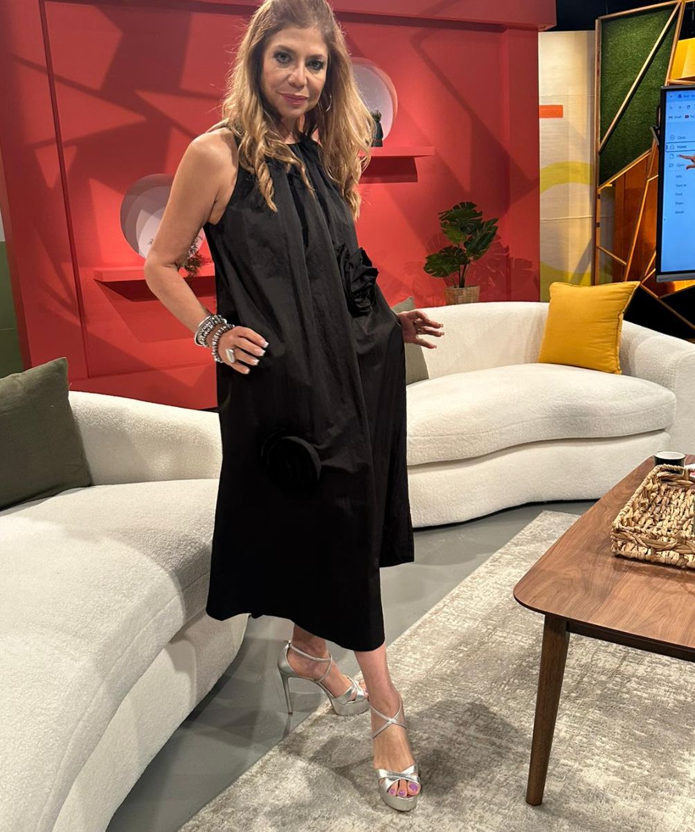 Flower Applique Neck Halter Dress