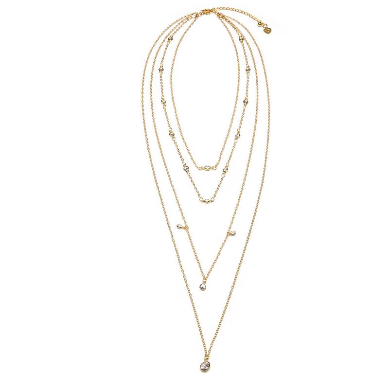 4 LAYERED CAHINS ZIRCONS MIX NECKLACE