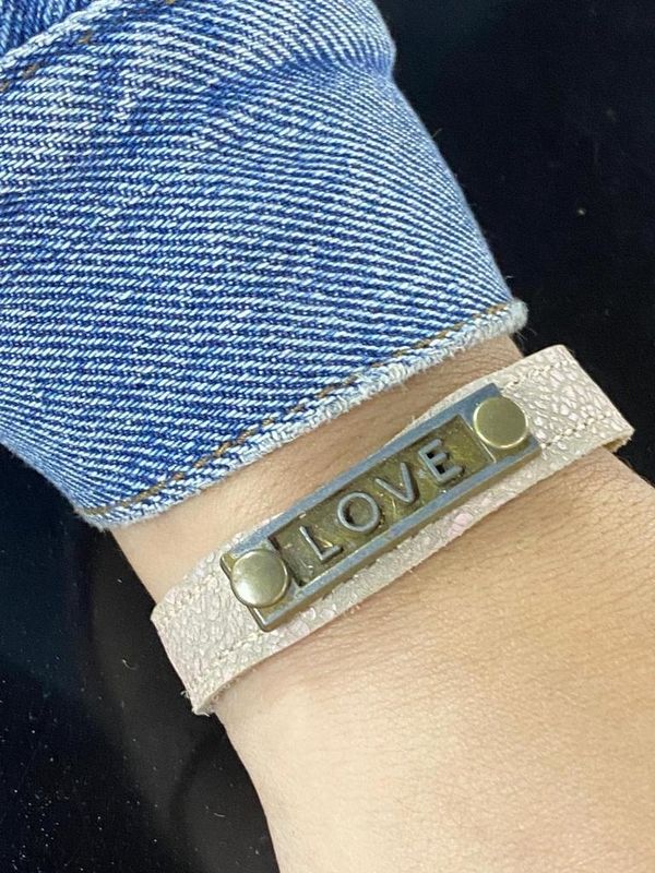 Pink Leather Bracelet Love