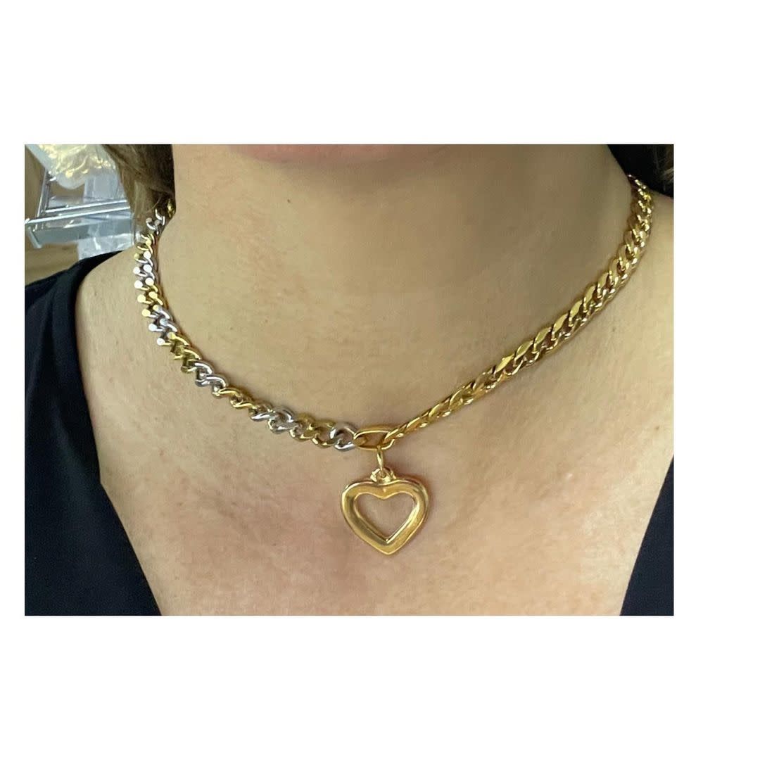 2 Tone Necklace Heart