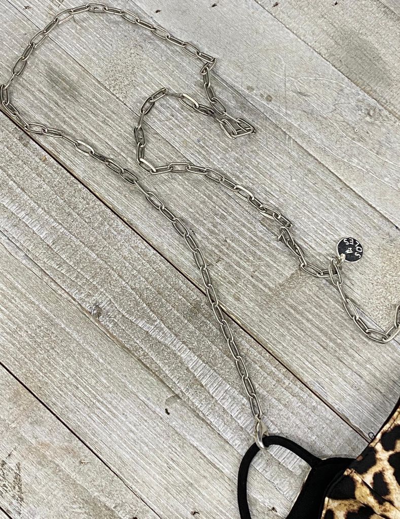 plata envejecida cadena para mascarilla