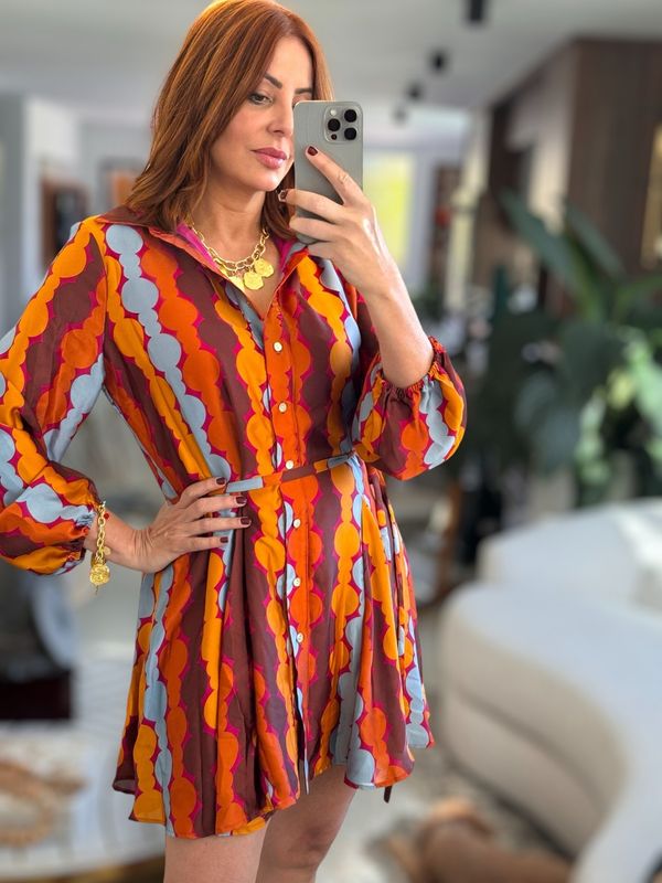 Button down shirt dress w/belt