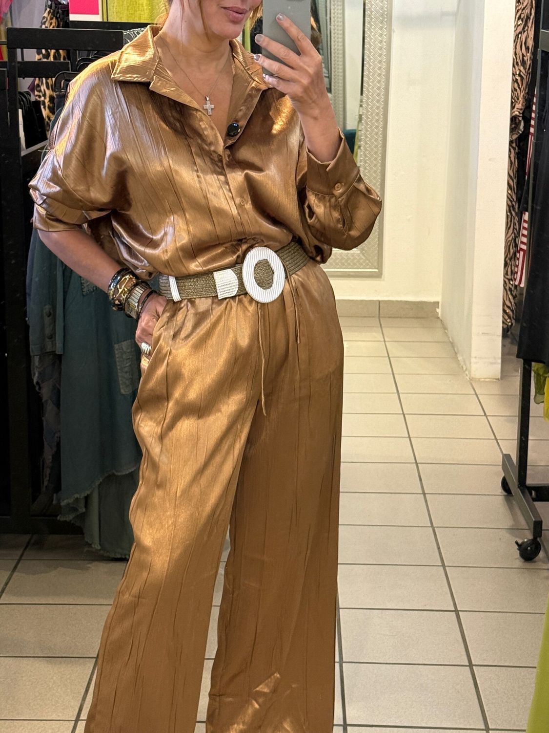 Collar With Button Closure Top &amp; Pant