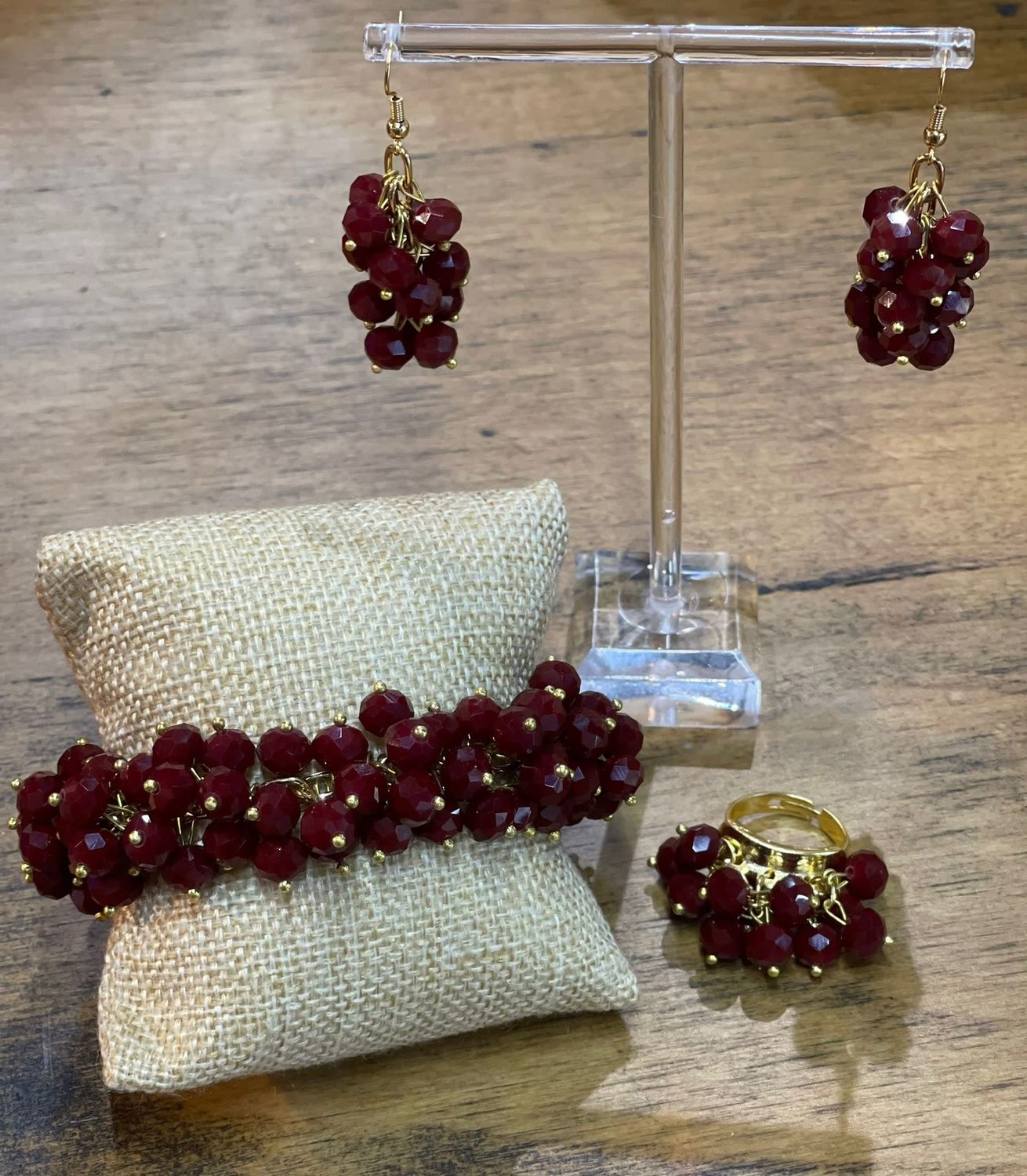 Burgundy Stones 3pcs Set