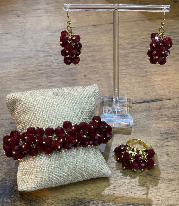 Burgundy Stones 3pcs Set