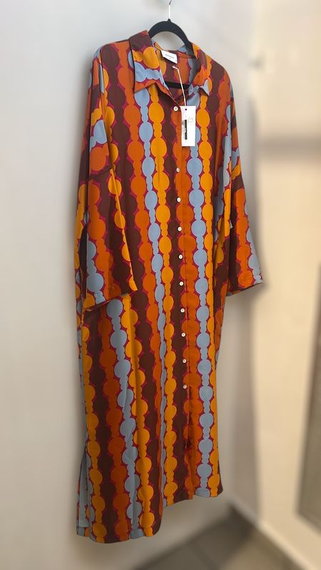 Mid sleeve button down dress plus