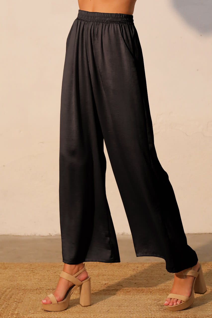 Lux Stretch Satin Wide Leg Pants
