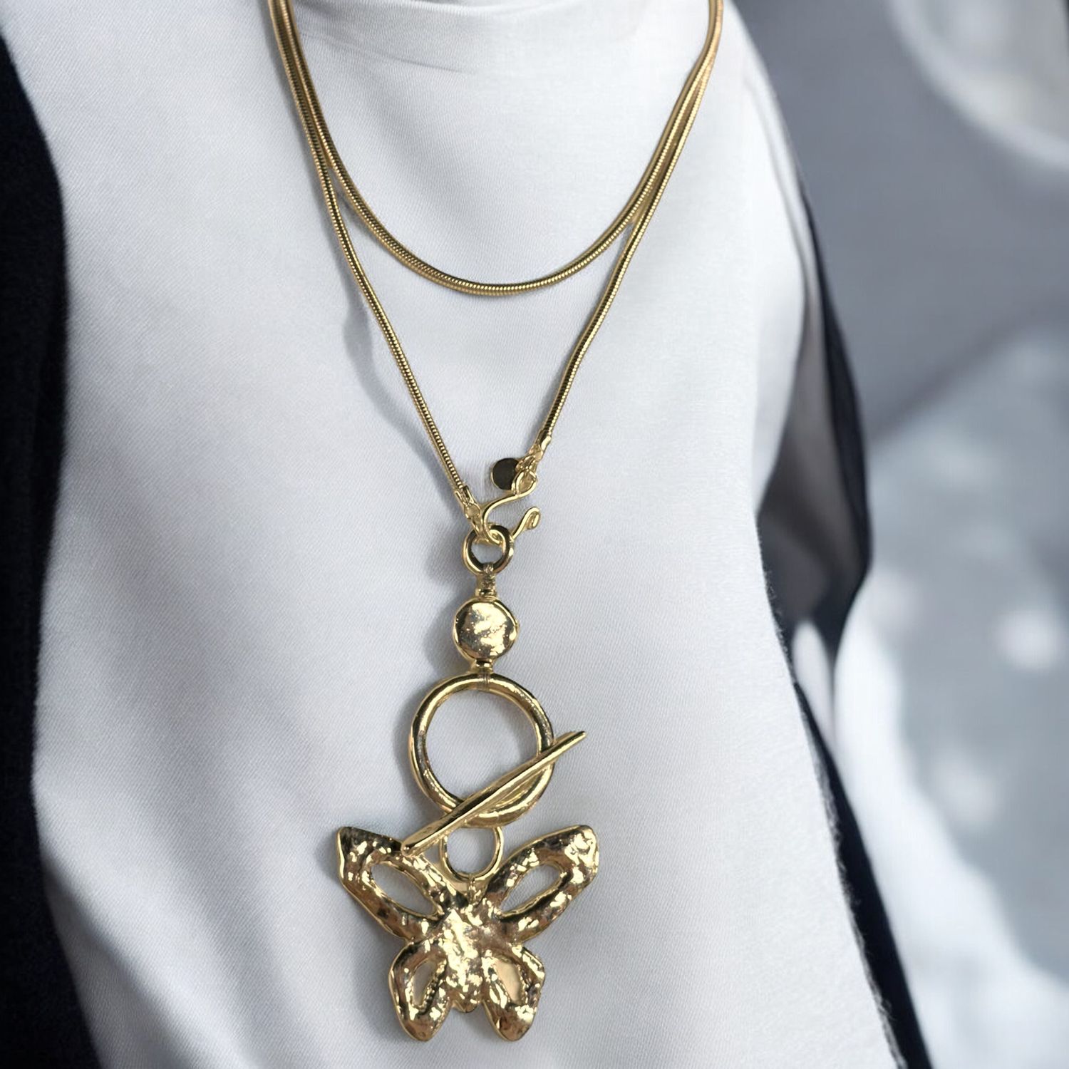 Golden butterfly necklace 